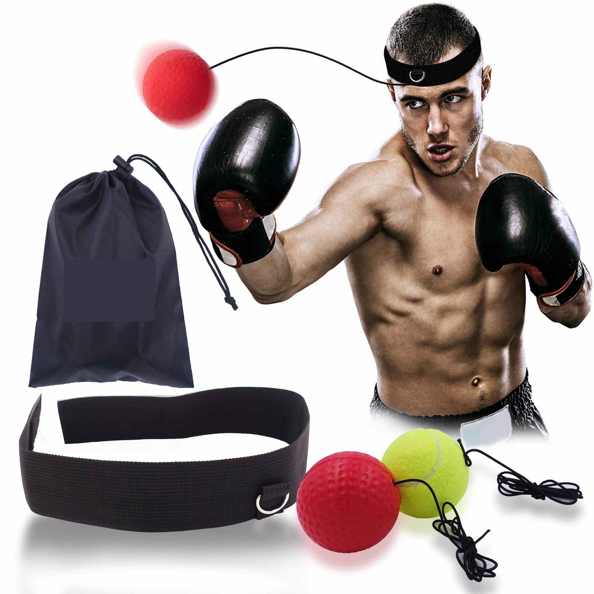 Hand Eye Coordination Training Sandalas Boxing Reflex Ball with Headband 3 Difficulty Level Boxing Ball Boxing Reflex Ball on String Boxing Reflex Ball Set for Adult Kids Reaction Speed 